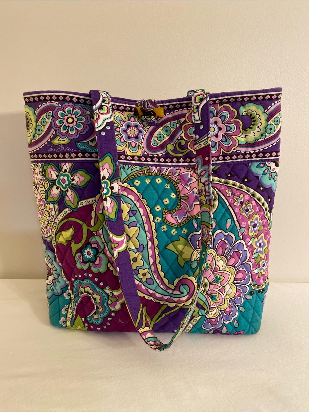 Vera Bradley Purple Paisley Quilted Shoulder Tote